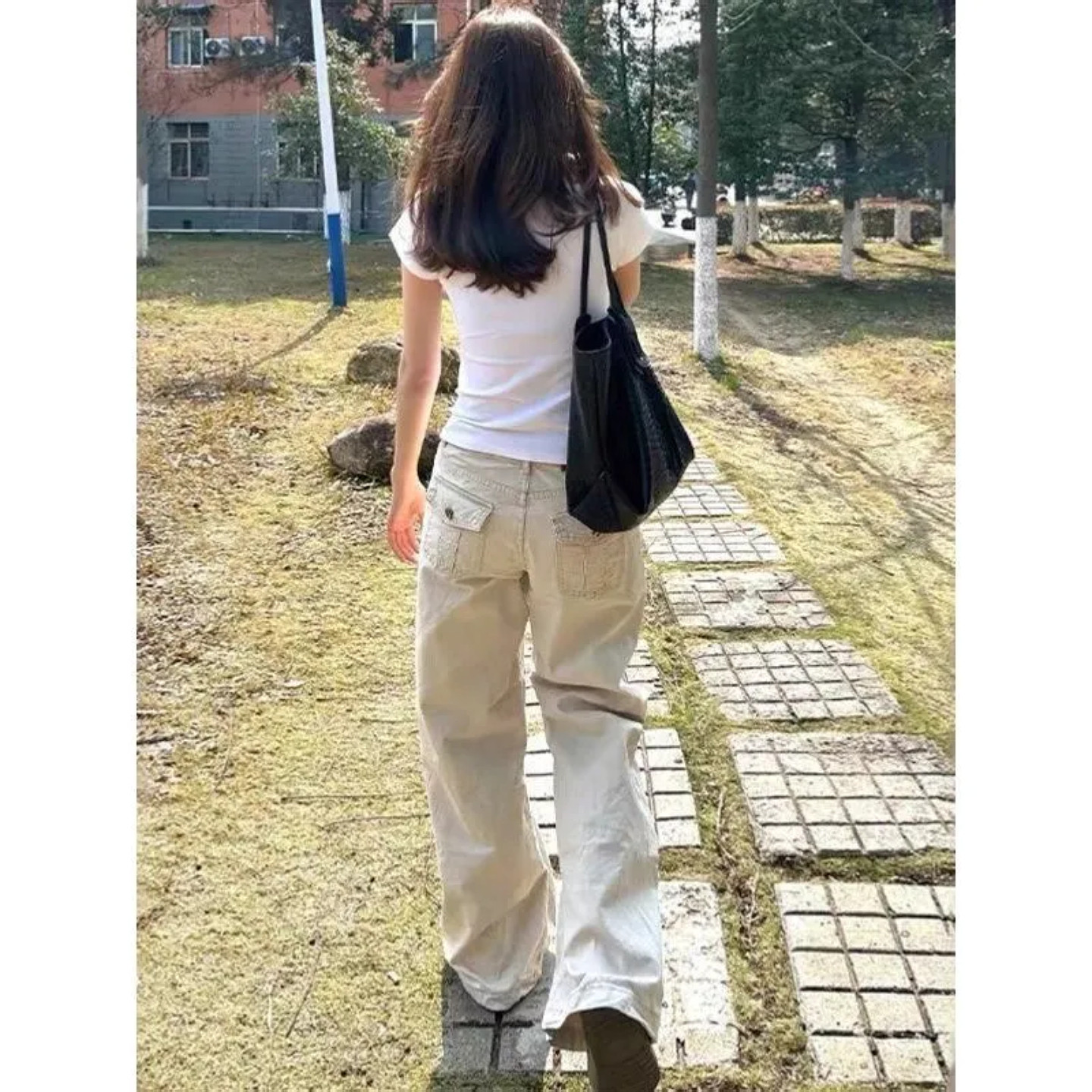 高个子美式辣妹时尚个性阔腿牛仔裤女新款秋季宽松直筒休闲拖地裤