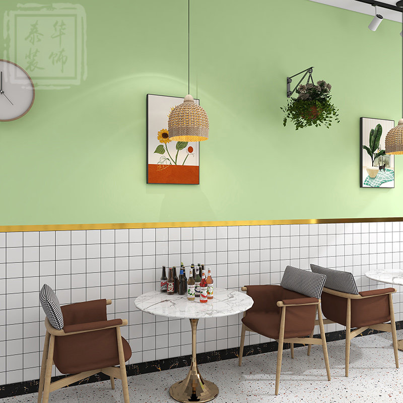 墙纸自粘商用餐饮防水防潮奶茶店墙面装饰店铺装修壁纸黑白格贴纸