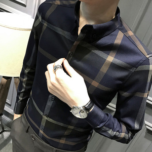 秋冬格子长袖衬衫男冬季上衣加绒加厚保暖2021新款男士衬衣男装寸