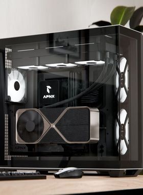 APNX V1 黑色 台式电脑海景房主机箱 散热增强/Type-C/三面防尘