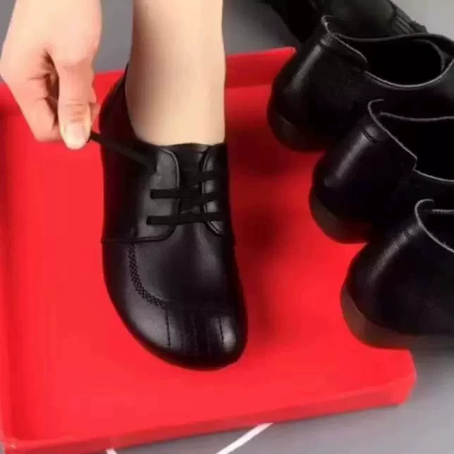 品牌真皮软底妈妈鞋春秋款单鞋女平底中老年牛筋软底休闲老人皮鞋