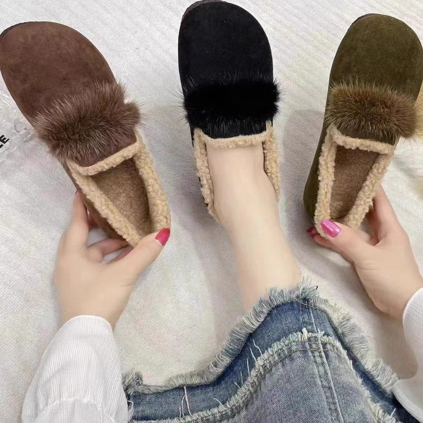 2025冬季新款女鞋百搭加绒软底时尚羊羔毛豆豆鞋一脚蹬加厚毛毛鞋,女鞋,乐福鞋（豆豆鞋）,淘宝优惠券,粉丝福利购,淘宝优惠卷