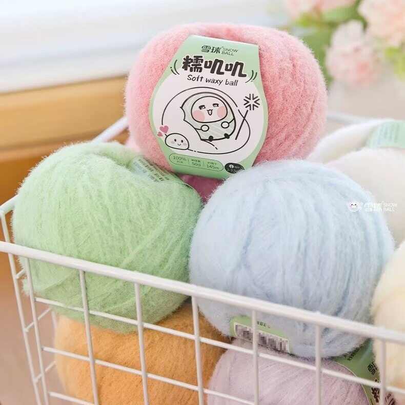 雪球DIY毛绒围巾帽钩针毛线