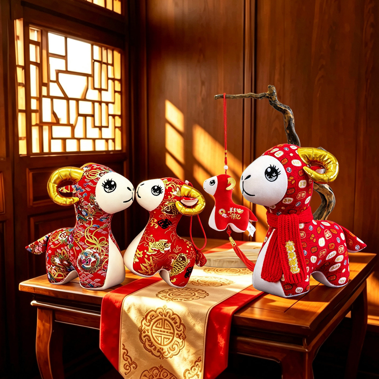 国风布艺小羊吉祥物挂件公仔