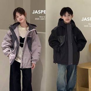 现货波拉bora韩国童装2025冬装儿童冲锋衣男女童棉服外套JASPER
