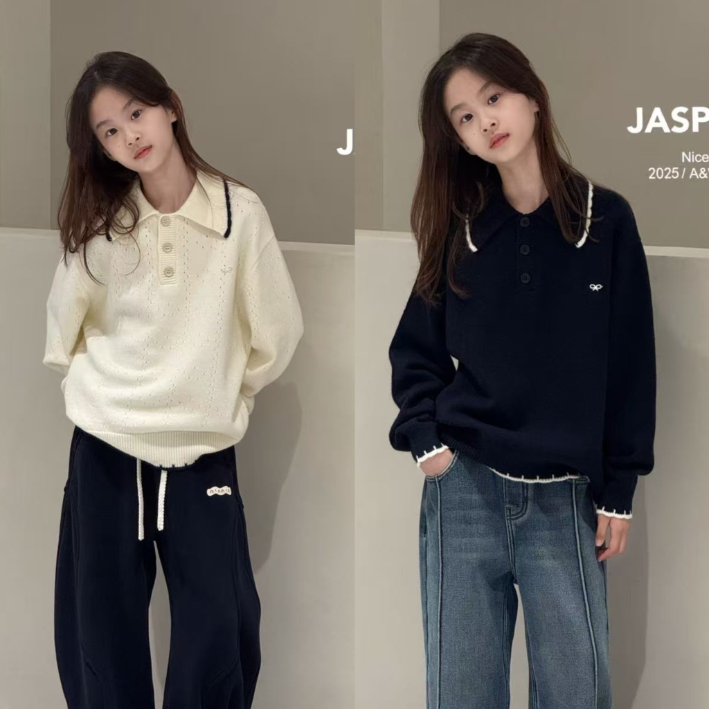 韩版女童翻领毛衣卫衣内搭