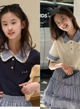 JASPER波拉韩国童装2026夏装女童短袖T恤中大童POLO上衣女孩半袖