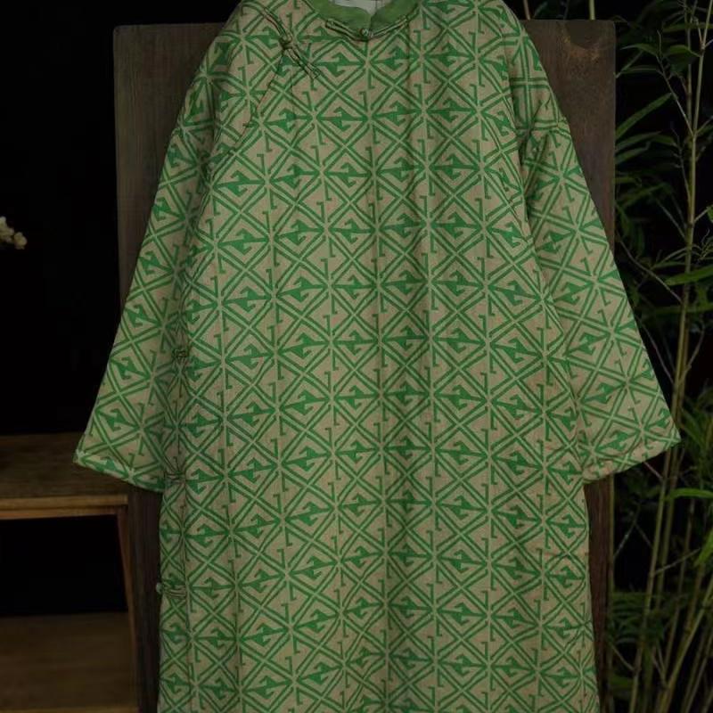 新中式中长款棉衣保暖棉服旗袍服