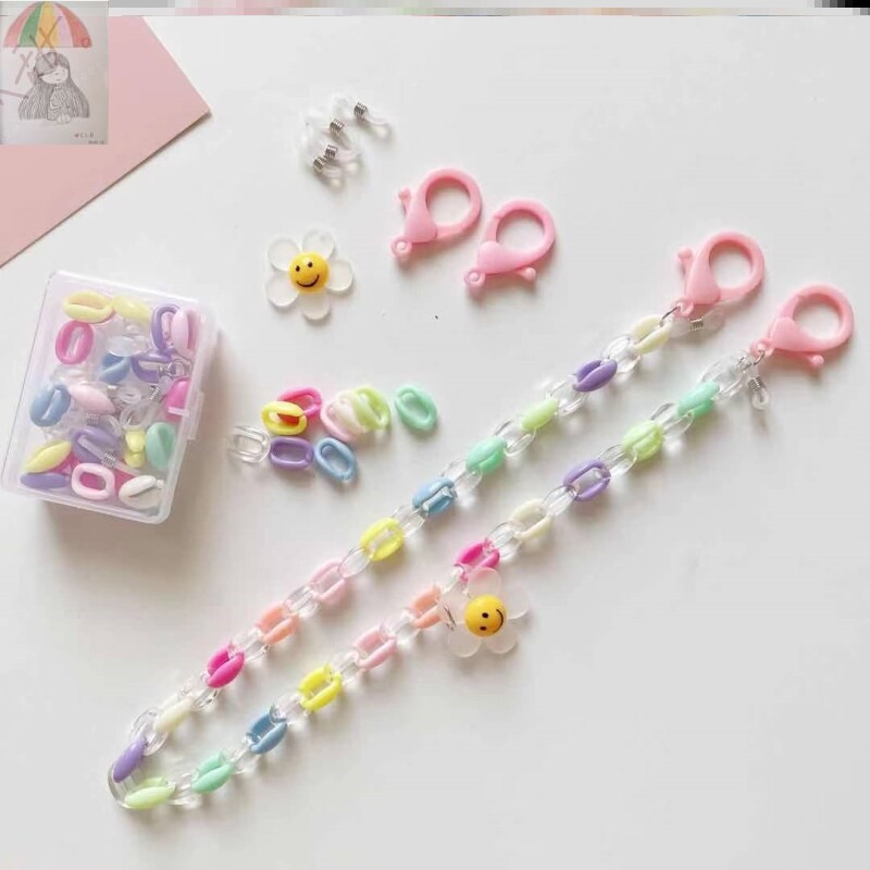 KOREAN CANDY COLOR VERSATILE DECORATIVE LANYARD NECKLACE GLASSES CHAIN FACE MASK HALTERNECK MASK CHAIN ROPE DIY MATERIAL PACKAGE