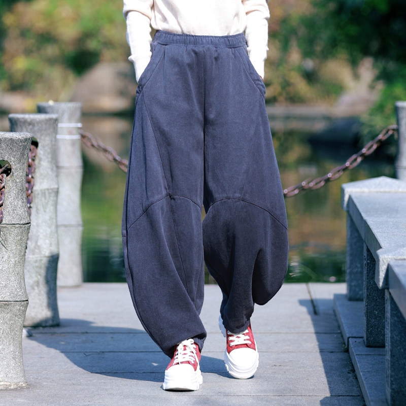 古石后原创布衣休闲裤男女春秋宽松慵懒风显瘦棉麻阔腿裤灯笼裤,女装/女士精品,休闲裤,淘宝优惠券,粉丝福利购,淘宝优惠卷