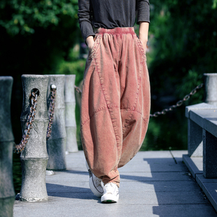 保暖灯笼裤 长裤 男女外穿加厚夹棉大码 古石后原创布衣东北防寒棉裤