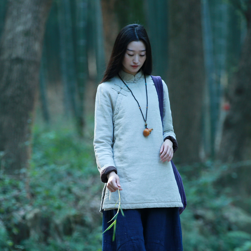 古石后复古宽松中式斜襟加厚棉服