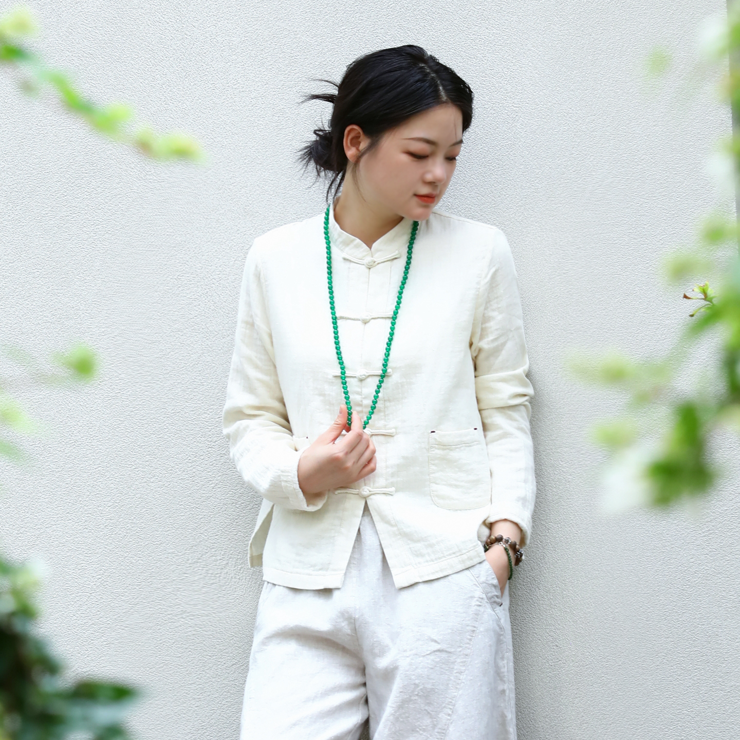 古石后棉麻复古中式国风衬衫外套