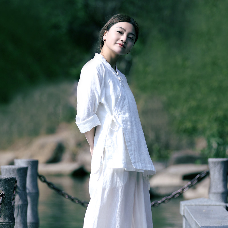 古石后原创布衣中式复古盘扣棉麻茶服衬衫禅意亚麻夏季开衫上衣女,女装/女士精品,衬衫,淘宝优惠券,粉丝福利购,淘宝优惠卷