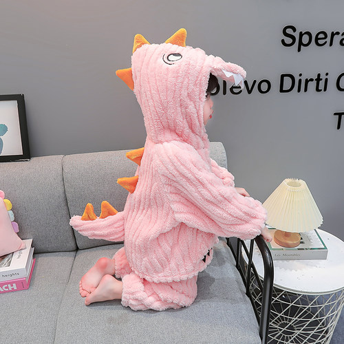 掌击掌珊瑚绒秋冬季恐龙睡衣