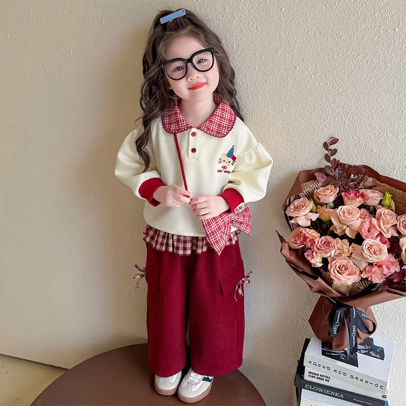 女童套装秋装2025新款洋气儿童秋装卫衣宝宝秋季卡通kt猫两件套潮