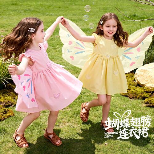 女童夏季轻薄棉布翅膀公主裙