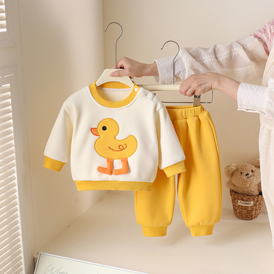 婴幼儿套装秋冬季加绒卫衣卫裤