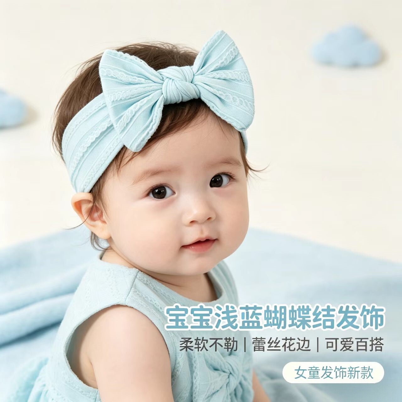 2026婴儿蝴蝶结发带护囟门帽柔软
