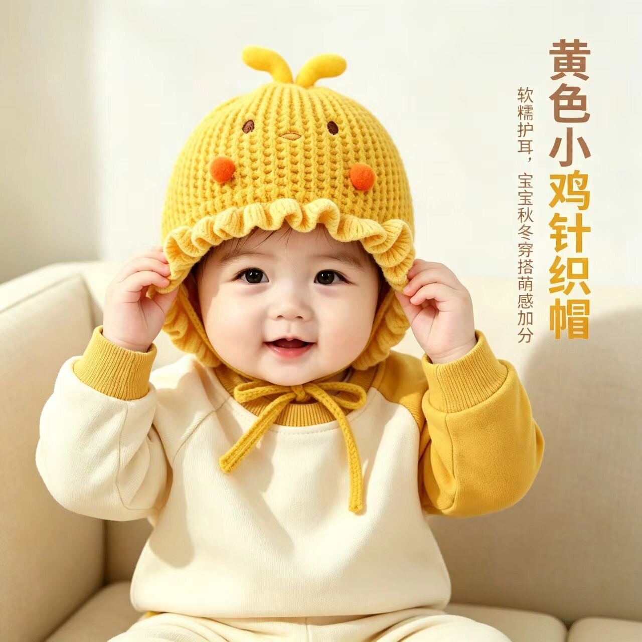 婴儿帽子秋冬季可爱韩版婴儿毛线