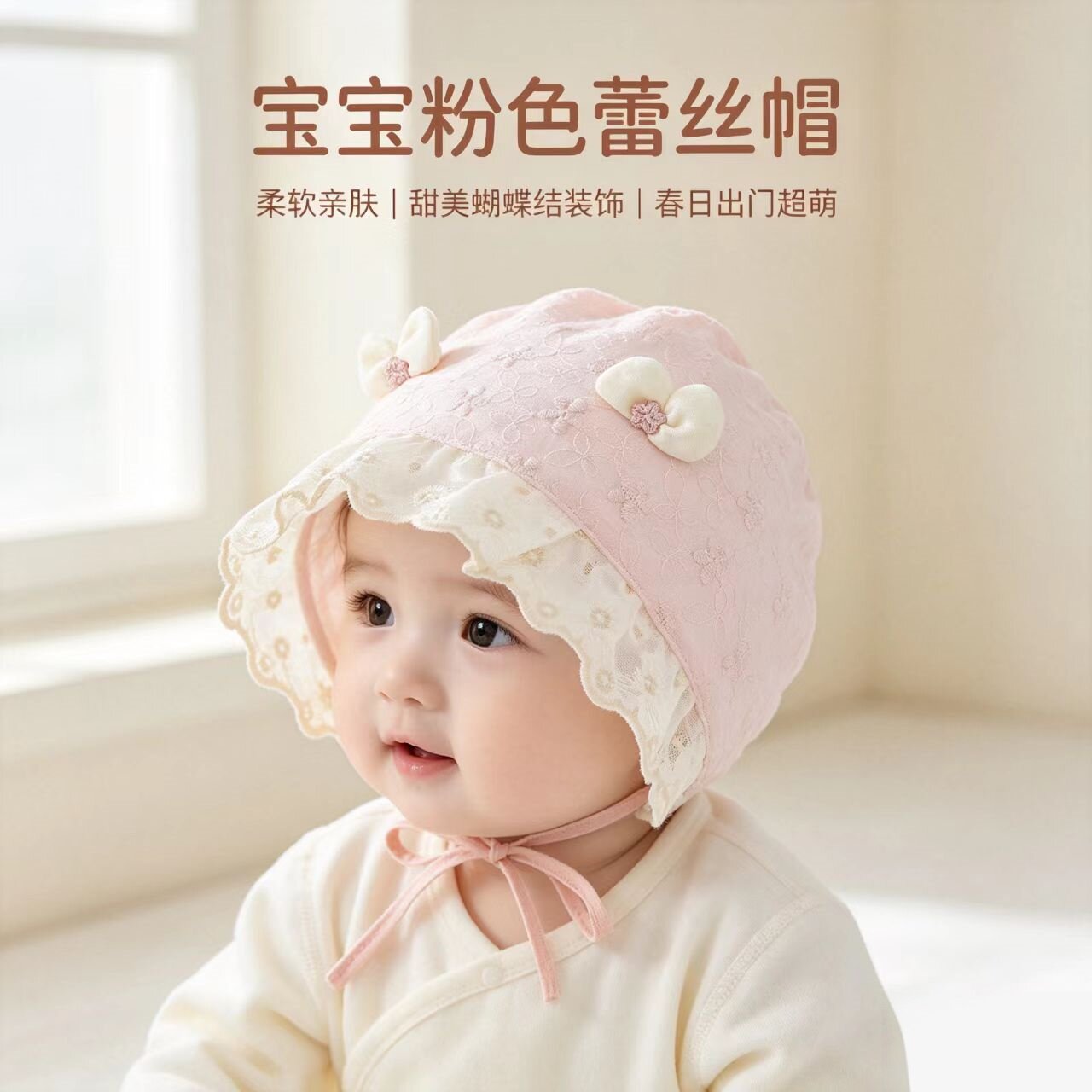婴儿帽子春秋季女宝宝可爱遮阳