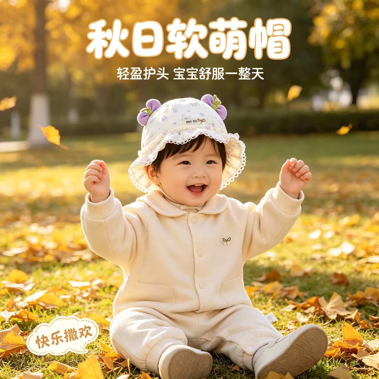 婴儿帽子春秋薄款遮阳防晒公主渔夫帽女宝宝新生小月龄可调节胎帽