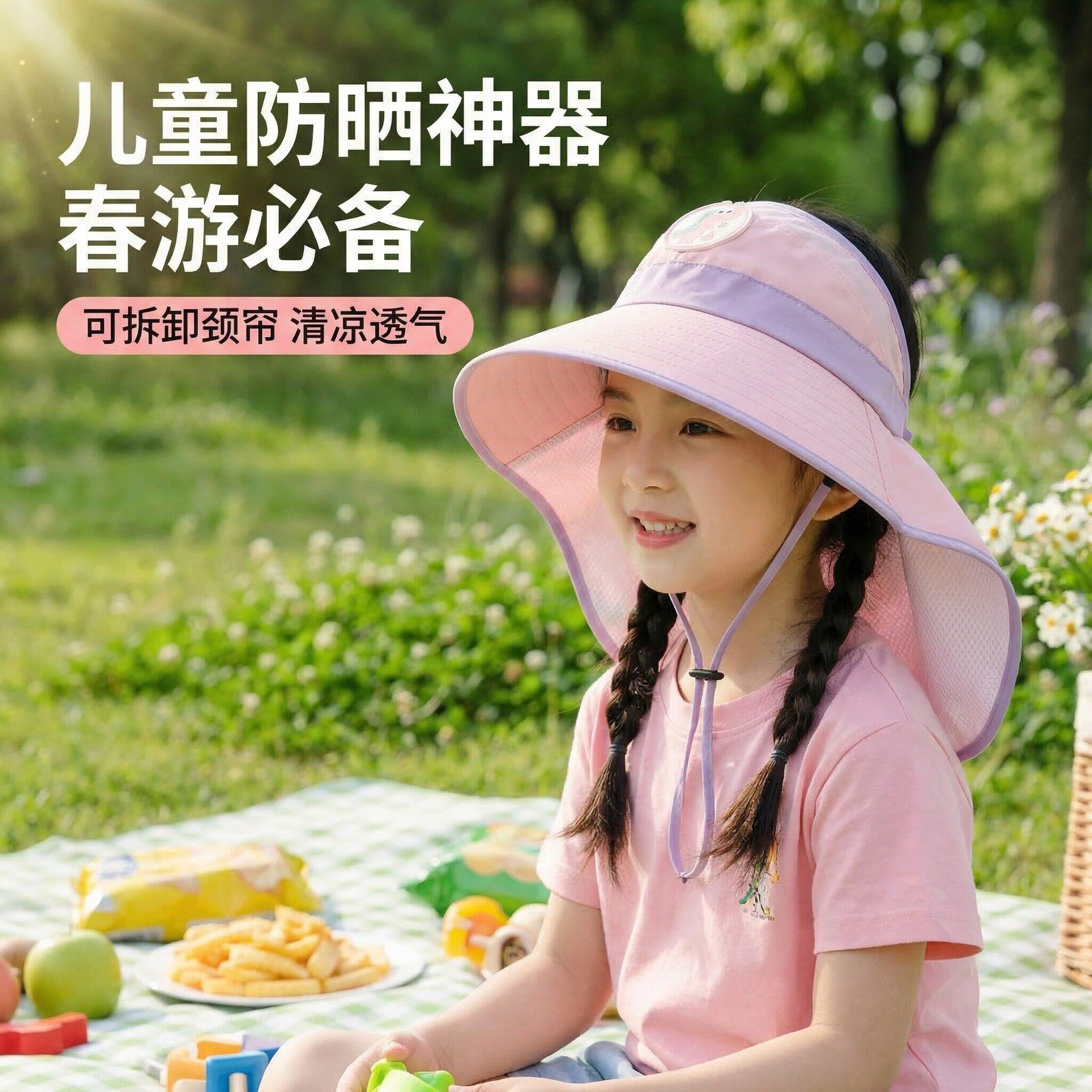 夏季儿童遮阳防晒帽子户