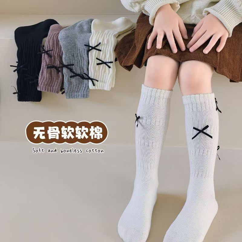 女童袜子春秋款纯色儿童小腿堆堆