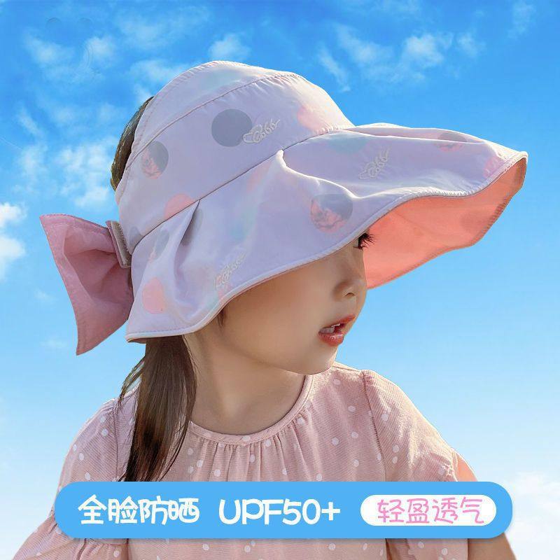 儿童防晒帽子遮脸女孩2025新款空顶防紫外线夏季薄款宝宝遮阳凉帽