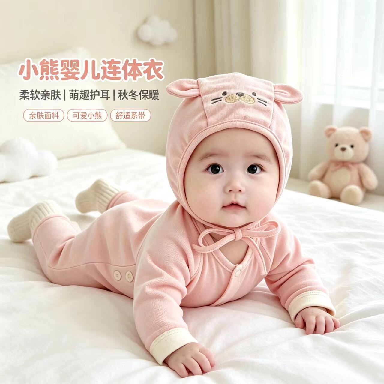 宝宝婴儿帽子秋冬可爱囟门春秋季