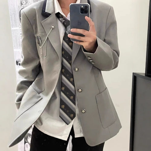 日系学院风dk男生制服灰西装套装热血高校服痞帅高级感jk西服