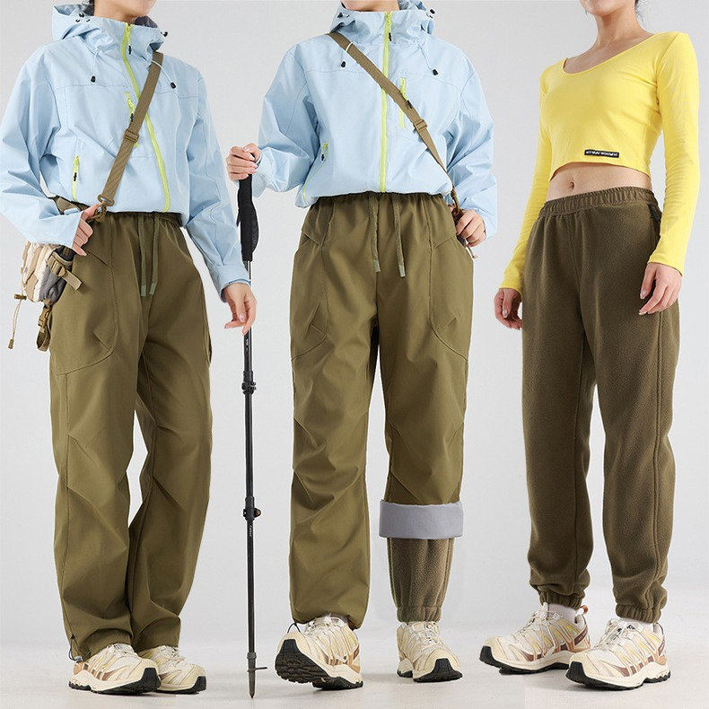 软壳冲锋裤女款秋冬季户外三合一防风防水登山裤伞兵加绒保暖长裤