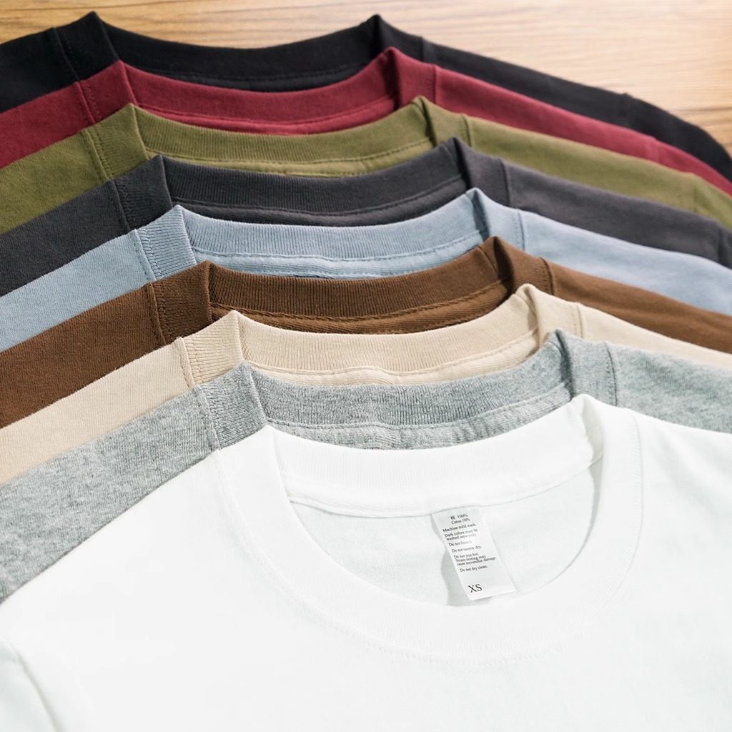 重磅纯色不透250g纯棉圆领短袖T恤厚实纯白打底衫t男女款体恤上衣