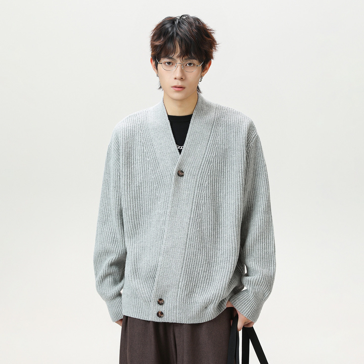 老钱风开衫毛衣秋冬款日系复古道袍针织衫重磅高级感斜门襟外套男