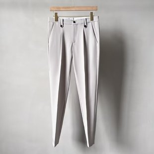 小西裤男九分修身直筒休闲裤子男士高级垂感黑色秋冬季西装裤
