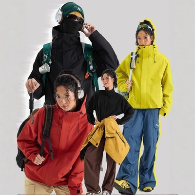 火龙果色三合一冲锋衣女登山服男