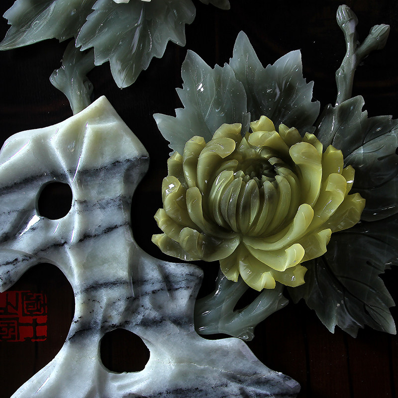 玉雕画挂件客厅书房背景墙壁家居装饰古典中式雕刻春夏秋冬四条屏