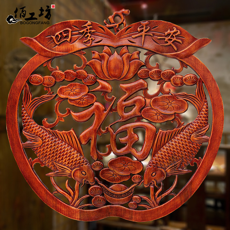 东阳木雕挂件 香樟木头雕刻画工艺品中式客厅实木质艺术年年有余|ruв категории Домашний быт, резьба, резьба по дереву - от Buy2taobao.com для оказания профессиональной услуги покупки агента Taobao