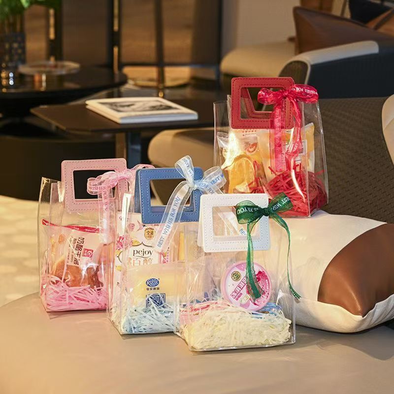 结婚伴手礼袋喜庆生日礼物袋PVC塑料袋时尚ins风透明手提袋圣诞节