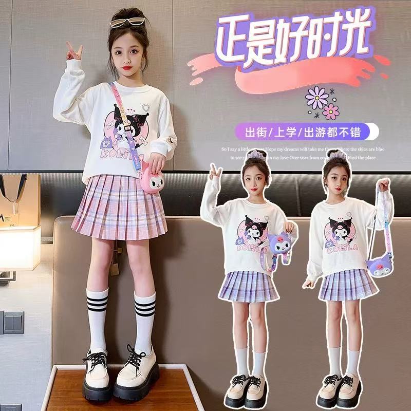 038哈哈家 女童夏季新款洋气韩版学院风时髦休闲套装
