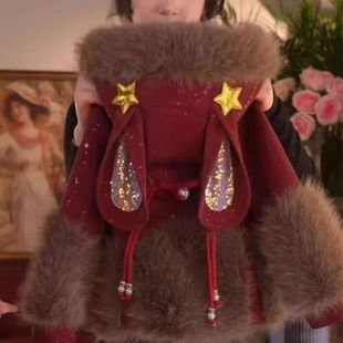 洋气韩版 新款 加绒加厚保暖毛毛外套 女童皮草冬季 460哈哈家