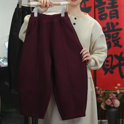 644哈哈家 女童冬季新款洋气韩版百搭加绒加厚休闲裤 弯刀裤
