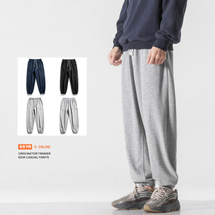 2025秋冬毛圈加绒宽版抽绳松紧束脚宽松休闲运动长裤卫裤潮阔版