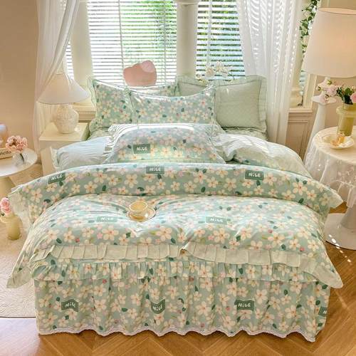 女孩公主四件套全棉儿童床裙定制