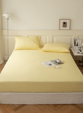 鹅黄色儿童宝宝纯棉床单全棉净色笠9长2宽180加高床笠35cm1.5米