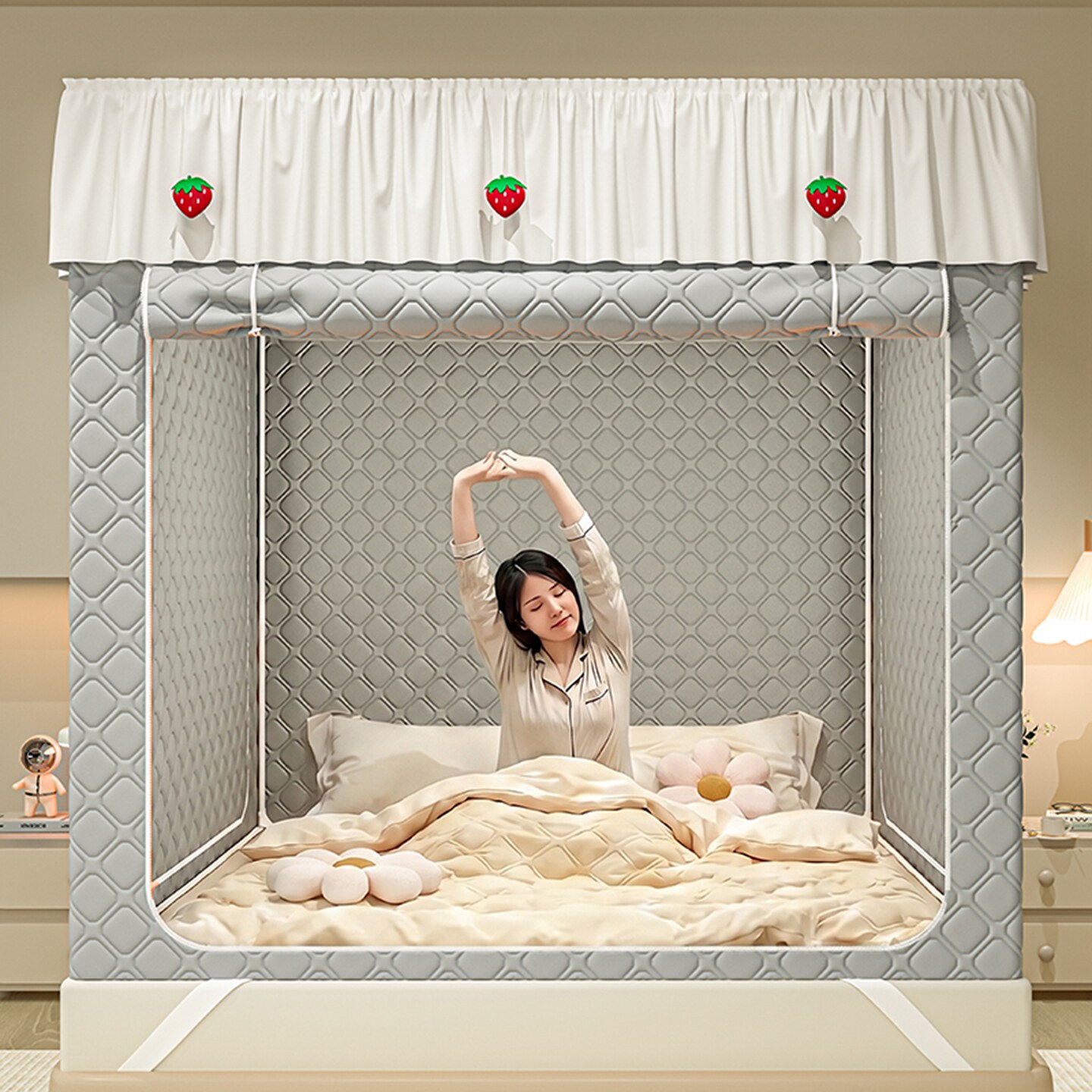 生宝宝坐月子孕宝妈小屋哺乳婴儿挡风吹婴儿夹棉蚊帐加大床上帐篷