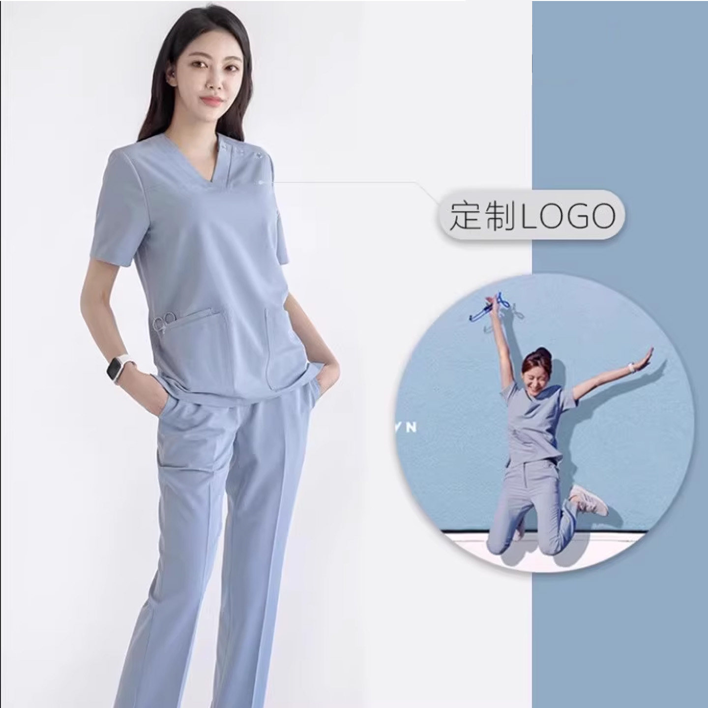 韩国洗手衣女刷手服手术衣速干护士套装工作服口腔诊所医生美容院