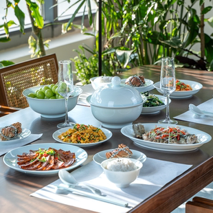 青釉高白瓷景德镇2026新款碗碟套装家用高颜值餐具套装乔迁礼盒装