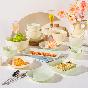 2026新款餐具套装奶油风景德镇高温釉下彩乔迁中秋送礼陶瓷碗组合