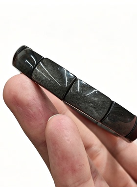天然银曜石手串手镯形手链女款自然简约休闲佩戴附赠礼品盒包邮